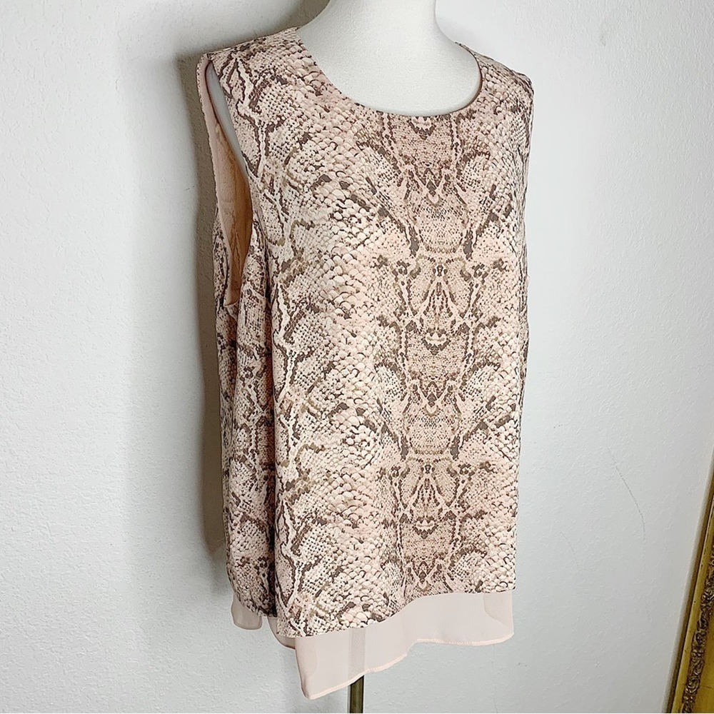 NWT Rose + Olive Pale Pink Snakeskin Python Print Sleeveless Lined Shell Tank